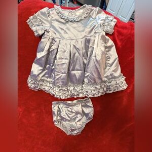 Soft silky silver dress and diaper cover
